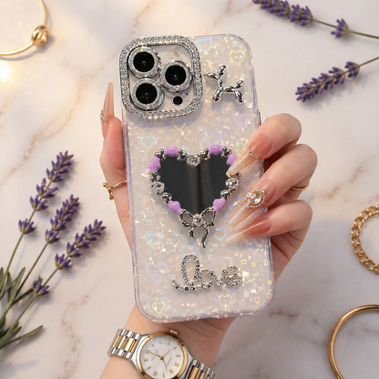 Sparkle Heart Cute Mirror Case