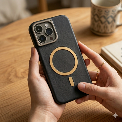 Stylish Magnetic Ring Leather Case