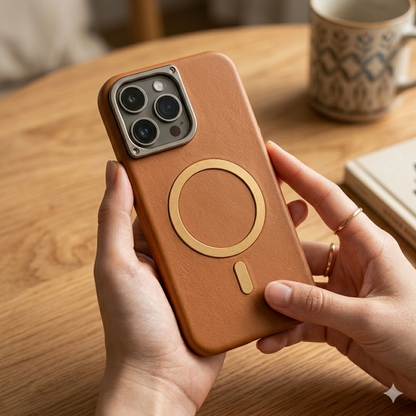 Stylish Magnetic Ring Leather Case
