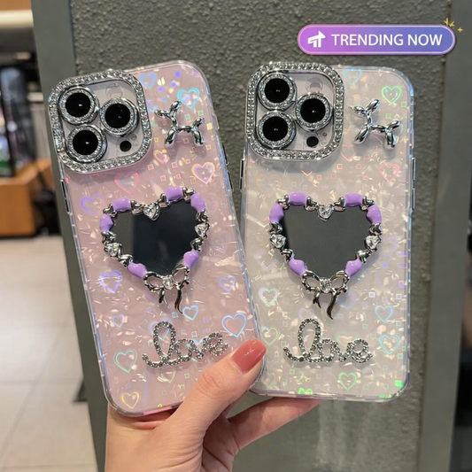 Sparkle Heart Cute Mirror Case