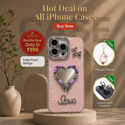 Sparkle Heart Cute Mirror Case