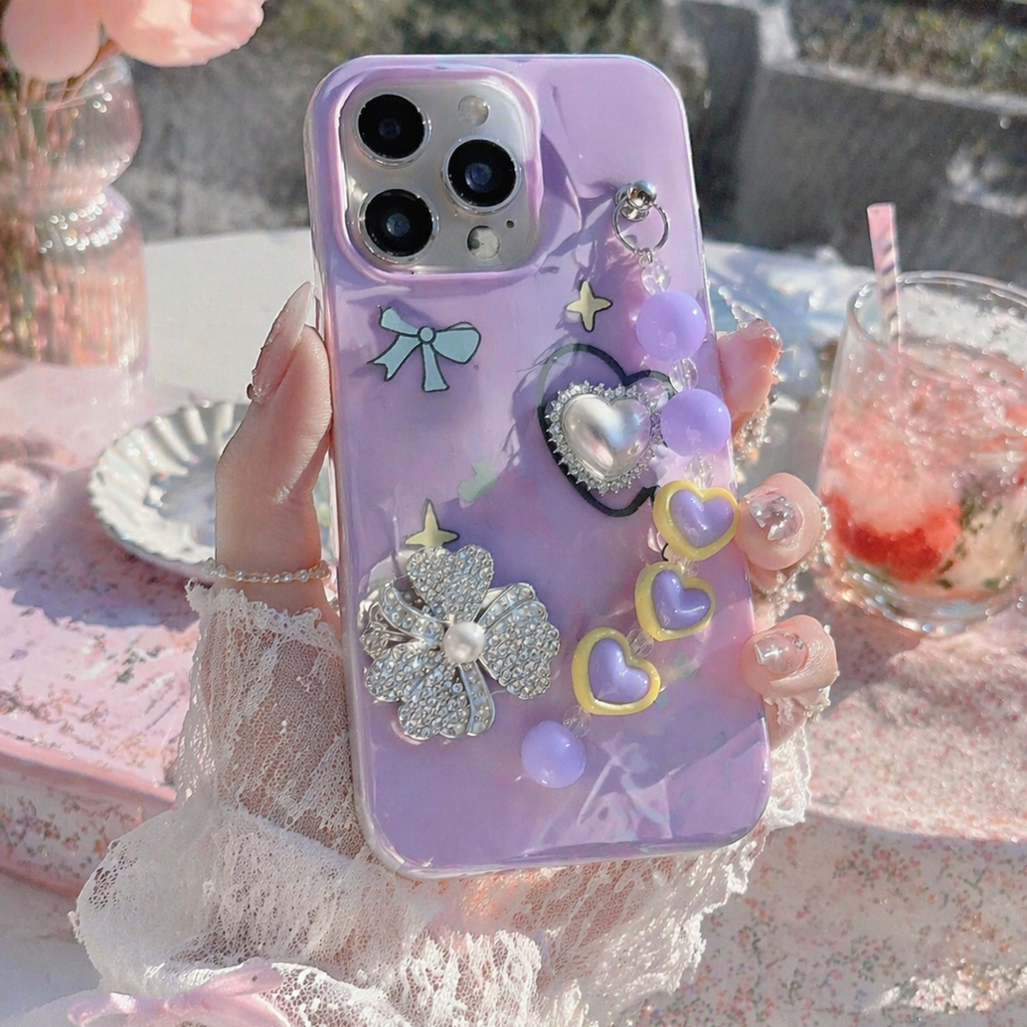 Dreamy Pastel Cute Heart Charm Case