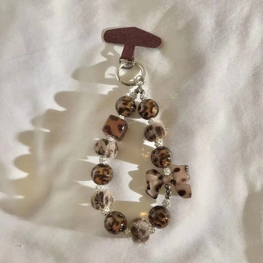 Leopard Luxe Beaded Phone Charm