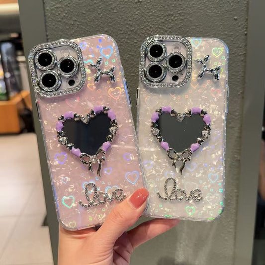 Sparkle Heart Cute Mirror Case
