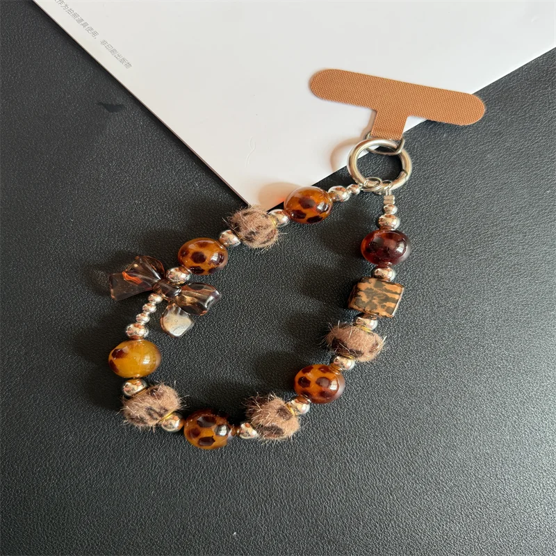 Leopard Luxe Beaded Phone Charm