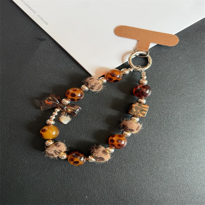 Leopard Luxe Beaded Phone Charm