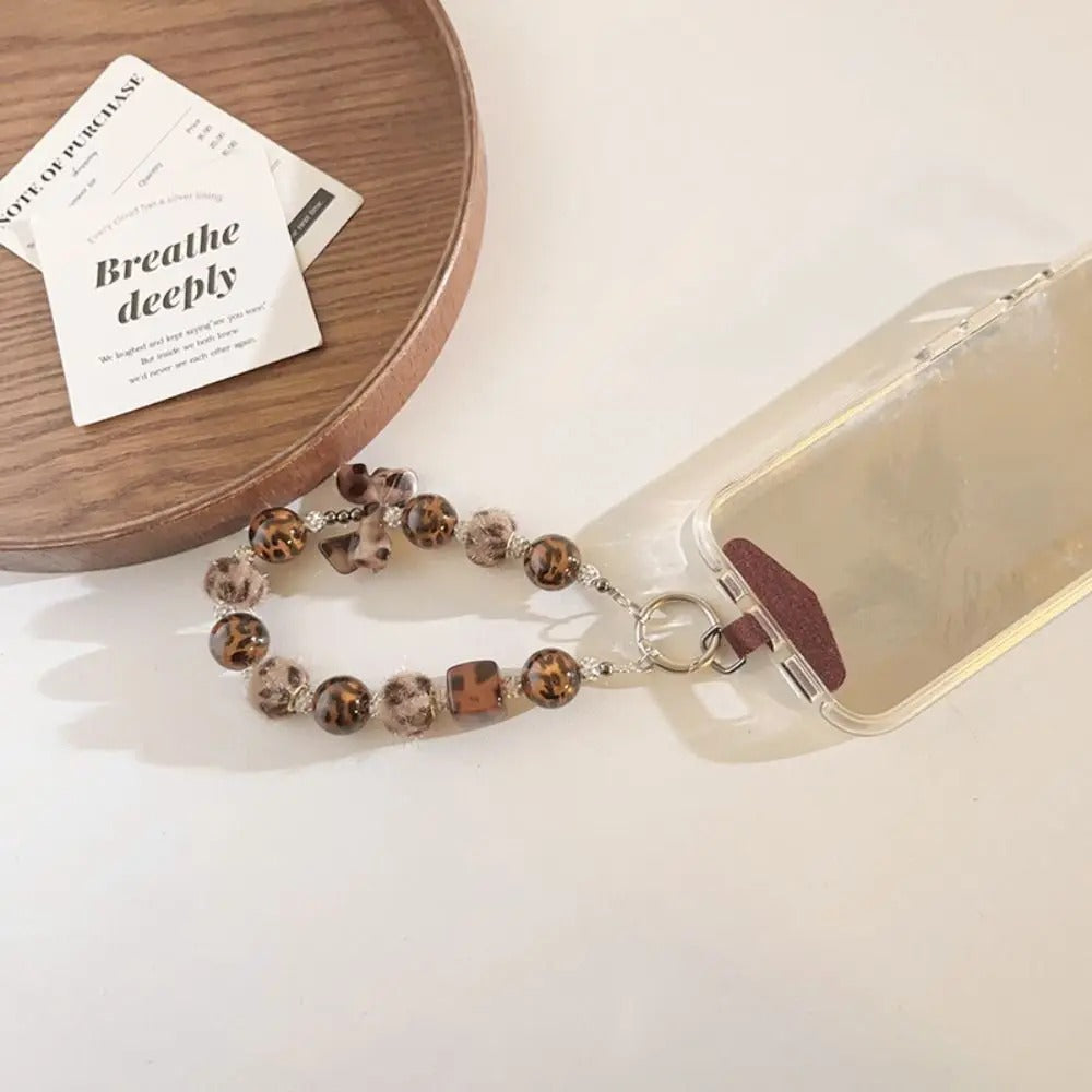 Leopard Luxe Beaded Phone Charm