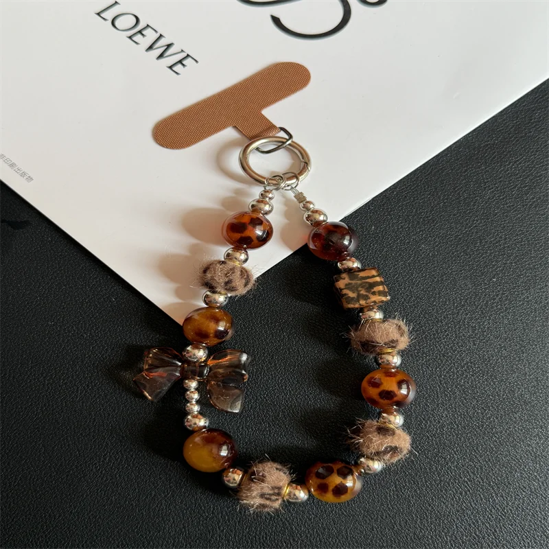 Leopard Luxe Beaded Phone Charm